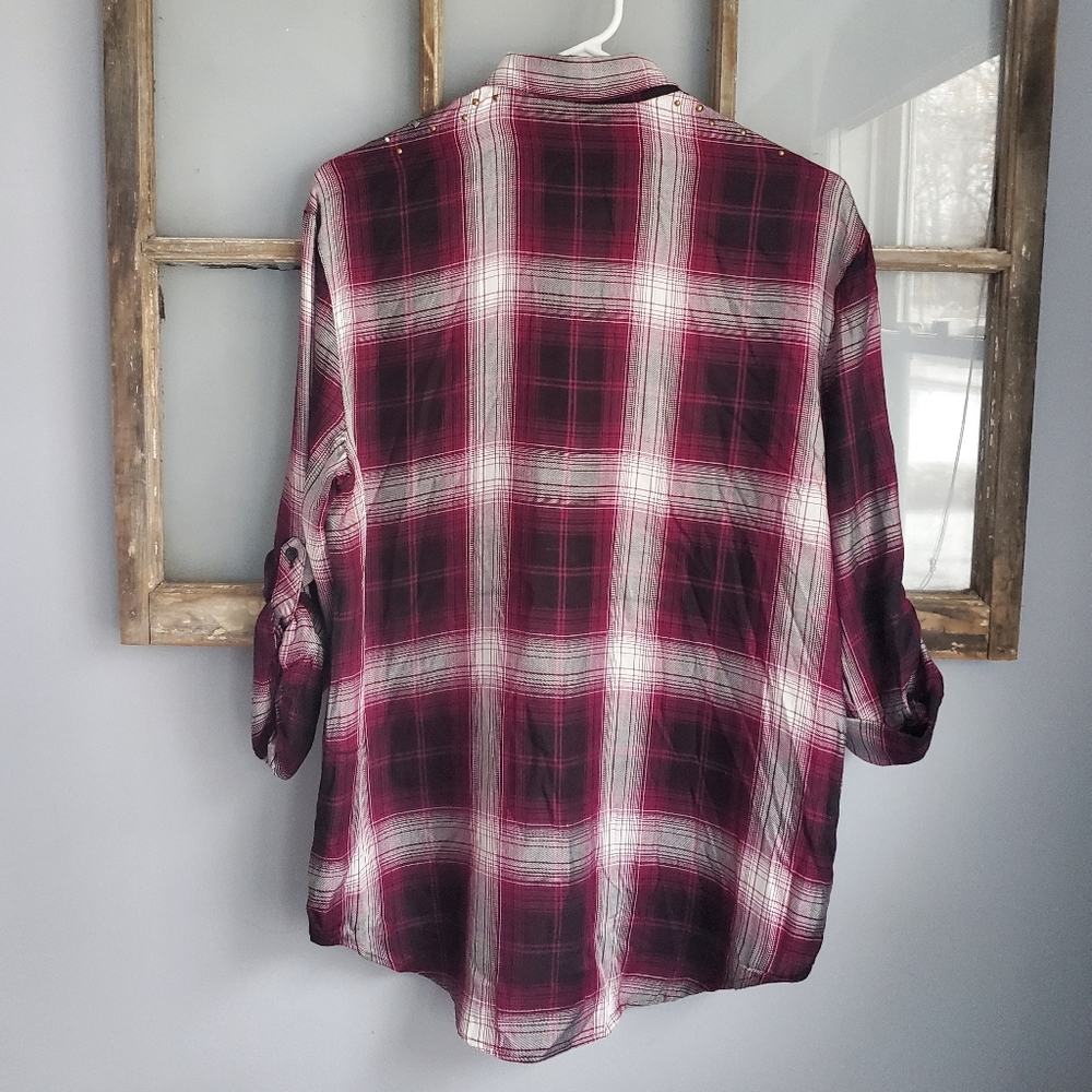 Express Studded Plaid Button Down - Picture 6 of 15